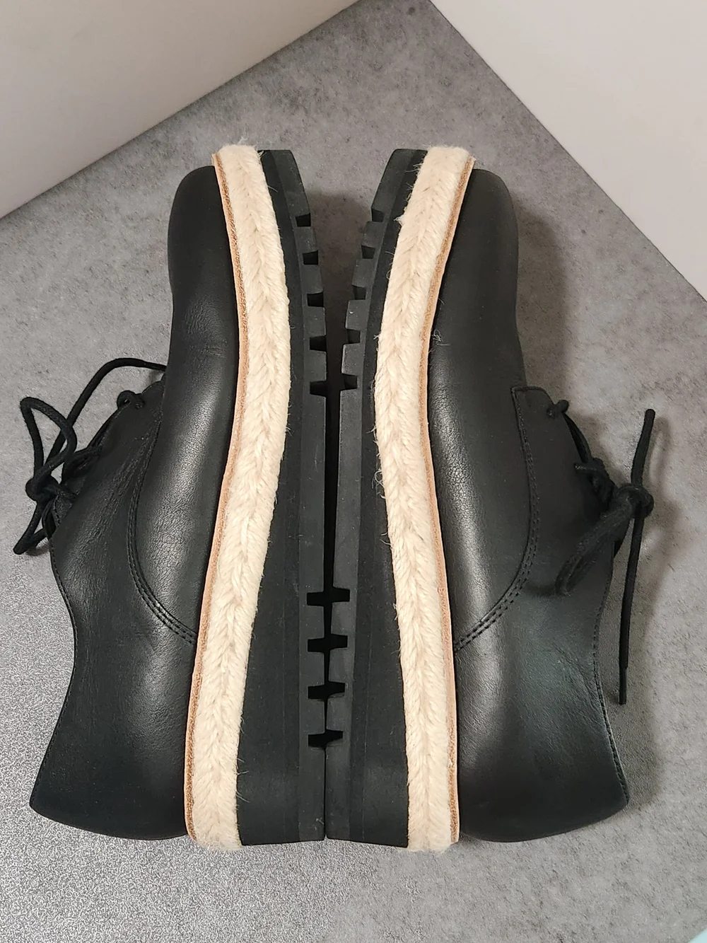 Eileen Fisher Eddy Smooth Black Leather Platform Oxford Women Size 6.5
